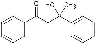 The structure shows a benzene ring attached to the carbonyl carbon that is single-bonded to a methylene group, which single-bonded to a carbon with hydroxyl, methyl, and phenyl groups.