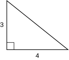 Right triangle with legs labeled as 3 and 4.