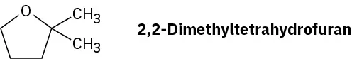 The structure of 2,2-dimethyltetrahydrofuran. It comprises a five-membered ring incorporating one oxygen, connected to two methyl groups at C2.