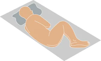 A diagram shows the knee-chest position.