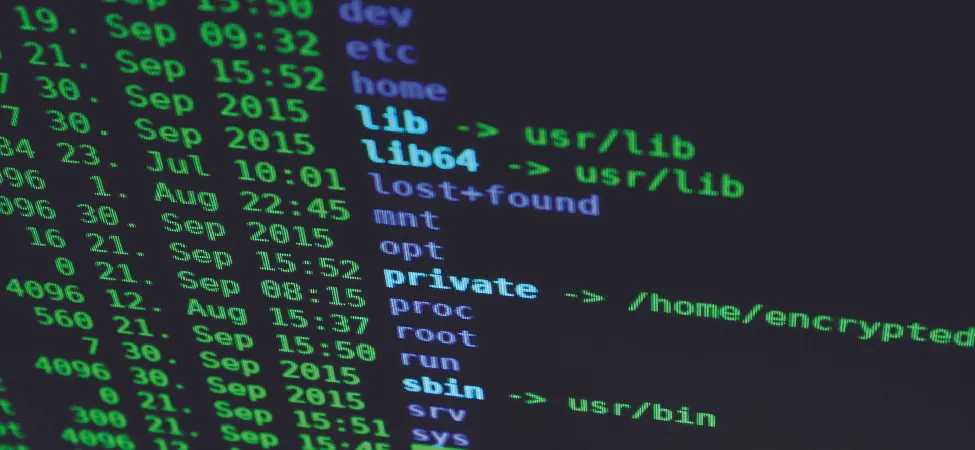 A photo of lines of code on a computer terminal screen.