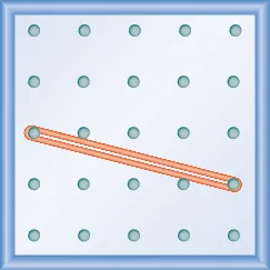 The figure shows a grid of evenly spaced dots. There are 5 rows and 5 columns. There is a rubber band style loop connecting the point in column 2 row 1 and the point in column 4 row 4.