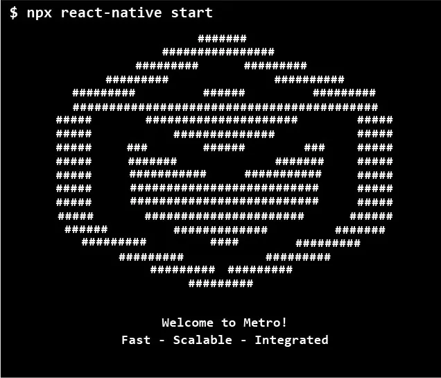 Screenshot of react-native start command.