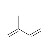 The skeletal structure of isoprene.