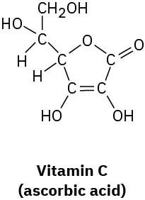 The line-bond structure of vitamin C (ascorbic acid).