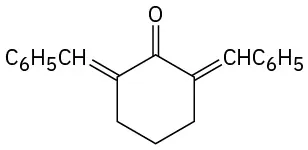 Cyclohexanone with double bond linked to C H C 6 H 5 on C 2 and C 6.