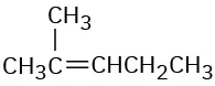 The condensed structural formula has a 5-carbon chain. C2 is double bonded to C3 and single bonded to a methyl group.