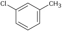 In a benzene ring, C 1 and C 3 are bonded to a chlorine atom and a methyl group, respectively.