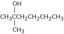 The condensed structural formula has a 6-carbon chain. C2 is bonded to a hydroxyl group and a methyl group.