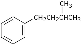In a benzene ring, C 1 is bonded to a 4-carbon chain, in which C 3 is bonded to a methyl group.