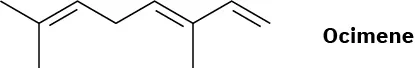 An eight-carbon chain with bonds (from left) as: single, double, single, single, double, single, double. There are methyl groups at the second and sixth carbons from the left.