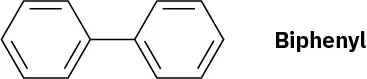 Biphenyl has a benzene ring bonded to another benzene ring.