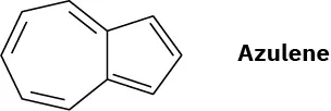 Azulene has a seven-carbon ring with three double bonds fused to a cyclopentadiene ring.