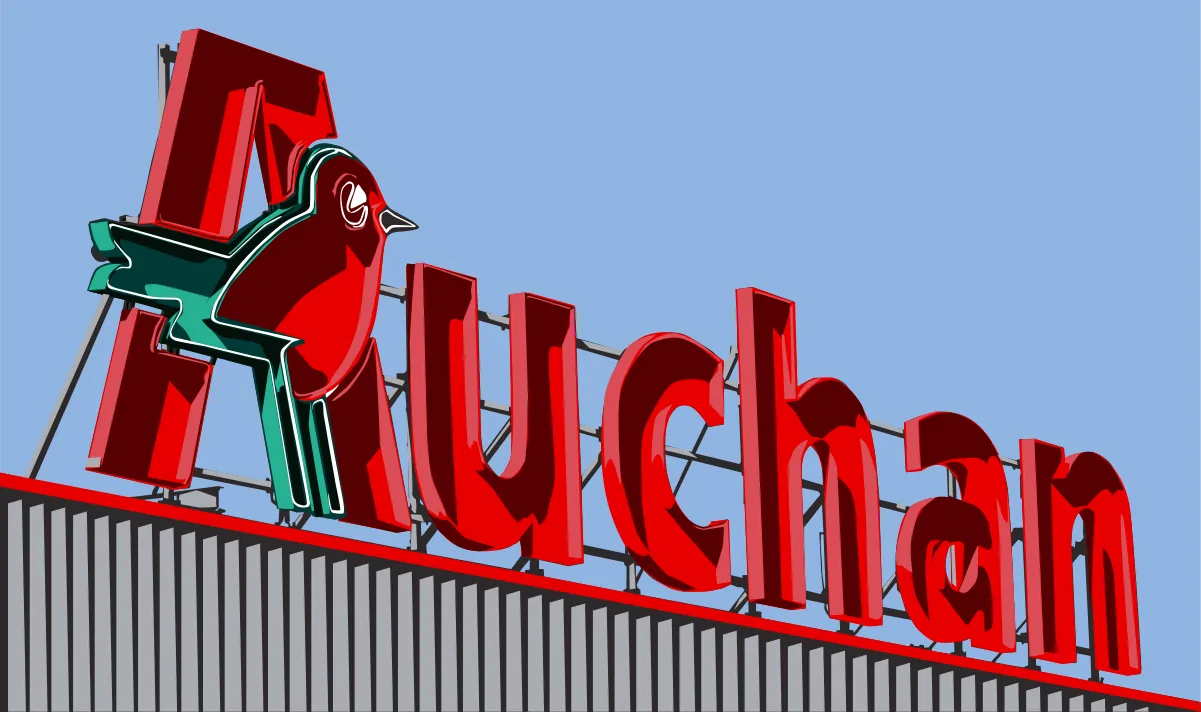 Logo Auchan na dachu sklepu