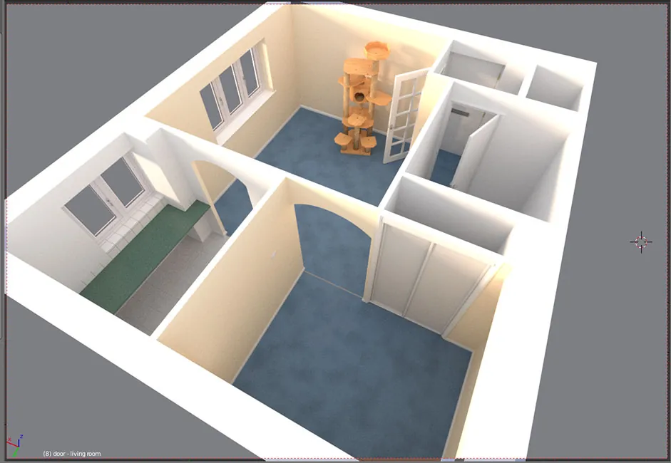 A 3D floor plan diagram.
