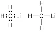 The Lewis structure and chemical structure of methyllithium.