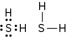 The Lewis structure and chemical structure of hydrogen sulfide.