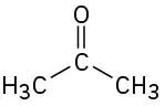 A chemical structure of acetone.