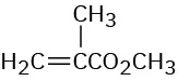 The condensed structural formula has a methylene group double bonded to a carbon atom, which is single bonded to a methyl group and C O 2 C H 3 group.