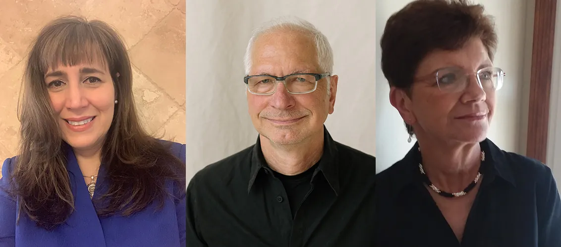 Head shots of Maria Gomez Albrecht, Mark Green, Linda Hoffman, left to right.