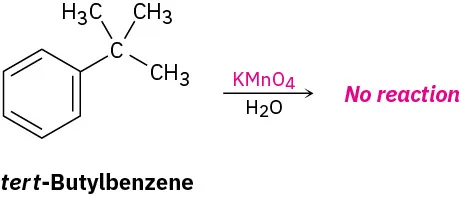 Tertiary-butylbenzene does not react with potassium permanganate in water