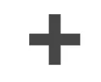 A simple, bold black plus sign centered on a white background.