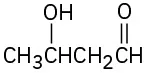 The structure shows a four-carbon chain with, counting from the left, a hydroxyl group on the second carbon, and the fourth carbon part of a C H O group.