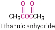 The chemical structure of ethanoic anhydride.