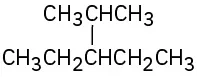 The molecular structure of 3-isopropylpentane is represented