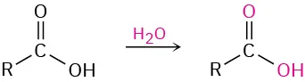The reaction of a carboxylic acid with isotopically labeled water gives an isotopically labelled carboxylic acid in which both oxygen atoms of the carboxylic acid group are labeled.