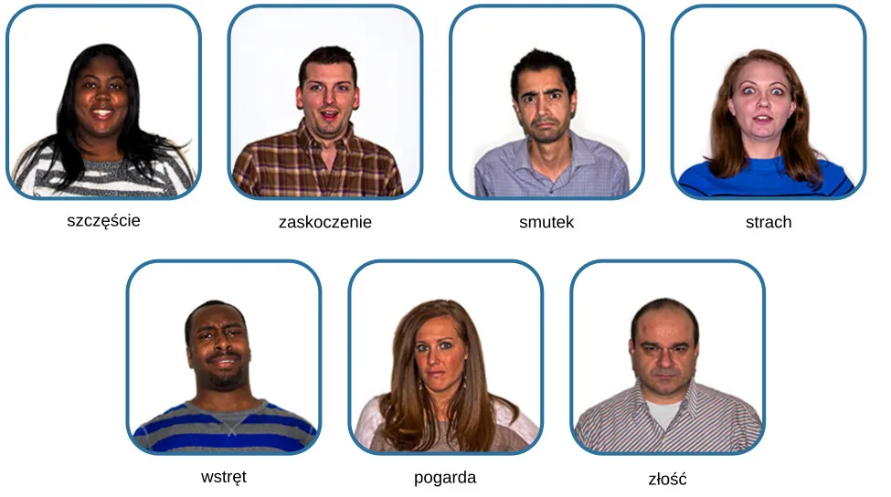 DO PRZERED. SzczęścieZdziwienieSmutekStrachWstrętPogardaZłość