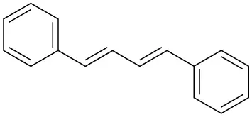 The structure of (1E,3E)-1,4-diphenylbuta-1,3-diene.