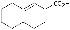 A ten-carbon ring with a carboxyl substituent. There is a double bond on the alpha carbon, with trans orientation.