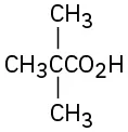 A three-carbon chain in which the first carbon is part of a carboxyl group. There are two methyl groups on the adjacent carbon.