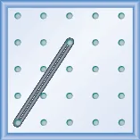 The figure shows a grid of evenly spaced dots. There are 5 rows and 5 columns. There is a rubber band style loop connecting the point in column 1 row 5 and the point in column 3 row 2.