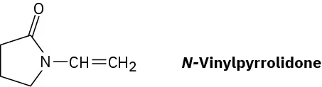 The structure of N-vinylpyrrolidone.