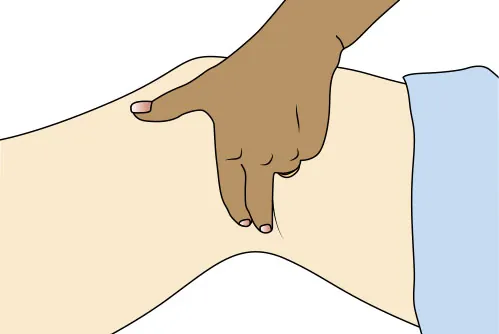 Diagram showing taking popliteal pulse
