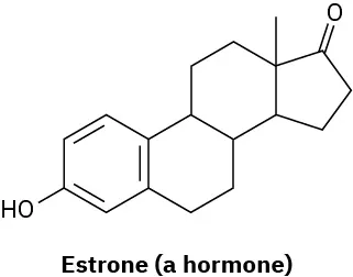 The skeletal structure of estrone which is a hormone.