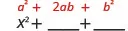 x squared plus blank plus blank. Above the expression is the general form a squared plus 2 a b plus b squared.