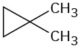 A chemical structure of 1,1-dimethylcyclopropane.