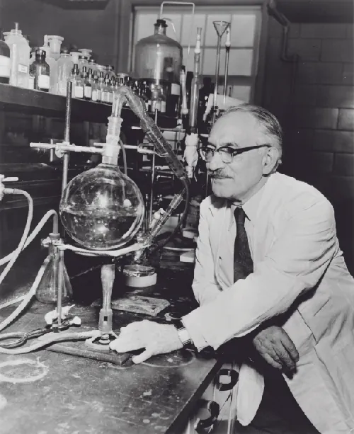 Selman Waksman in the lab.