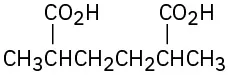 A six-carbon chain with carboxyl groups on carbons 2 and 5.