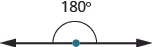 The image is a straight line with an arrow on each end. There is a dot in the center. There is an arrow pointing from one side of the dot to the other, and the angle is marked as 180 degrees.