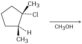 An incomplete reaction between (1S,2S)-1-chloro-1,2-dimethylcyclopentane and methanol to form unknown product(s).