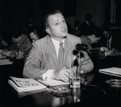 A photograph shows Edward Dmytryk testifying before the House Committee on Un-American Activities.