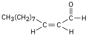 The structure of cis-undec-2-enal shows an eleven-carbon chain with a cis double bond between the second and third carbon and an aldehyde at C 1.