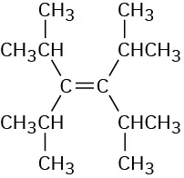 A 2-carbon chain with a double bond in between. C1 and C2 are each bonded to two isopropyl groups.