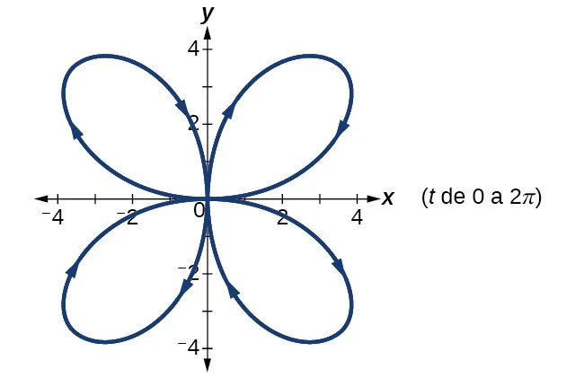 Gráfico de las ecuaciones dadas: una rosa de cuatro pétalos