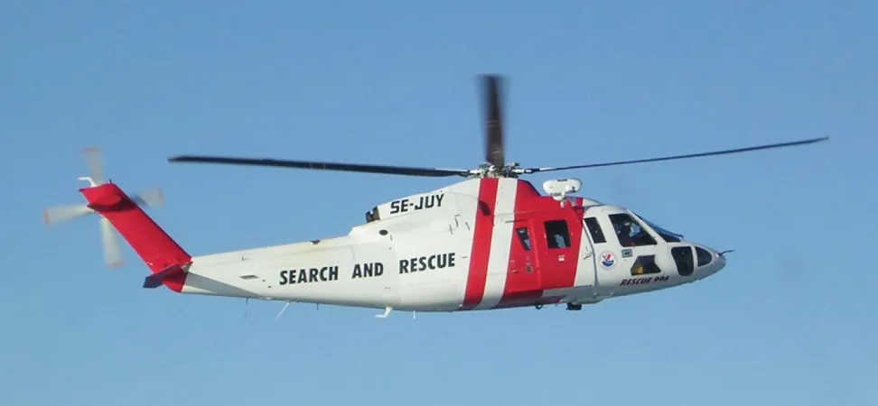 Photo of helicopter in flight.