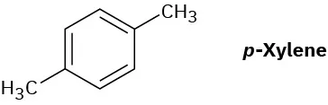 The structure of para-xylene (1,4-dimethylbenzene).